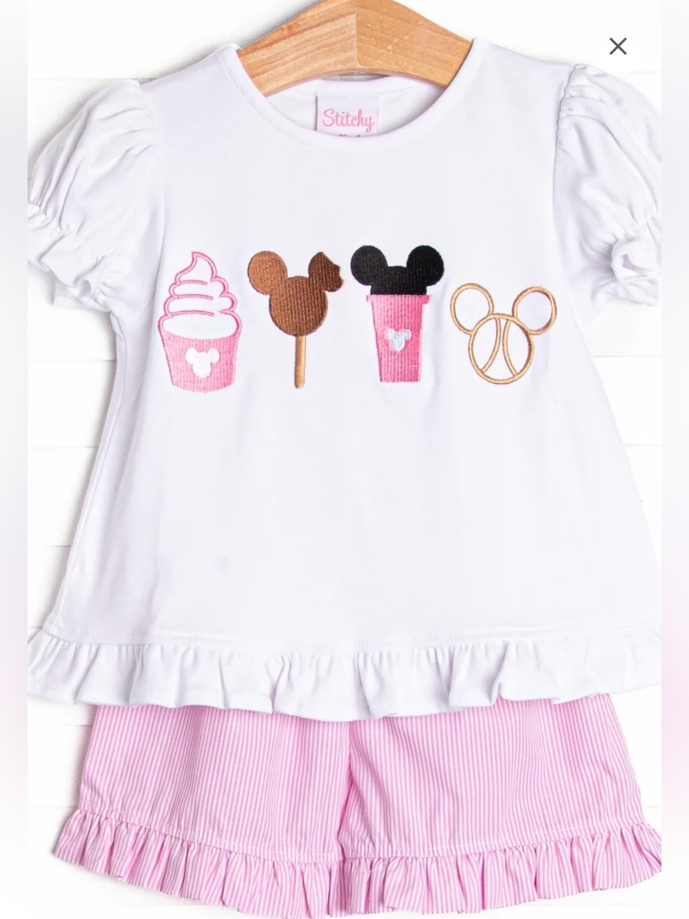 Stitchy Fish Magical Snacks Applique Ruffle Short Set